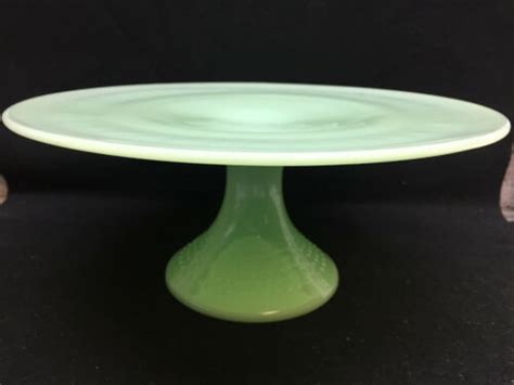 Jadeite Green Glass Hobnail Cake Serving Stand Plate Platter Pedestal Jade Milk Antique Price