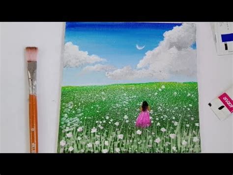 Very Easy Flower Field Painting Acrylic Painting For Beginners Tutorial