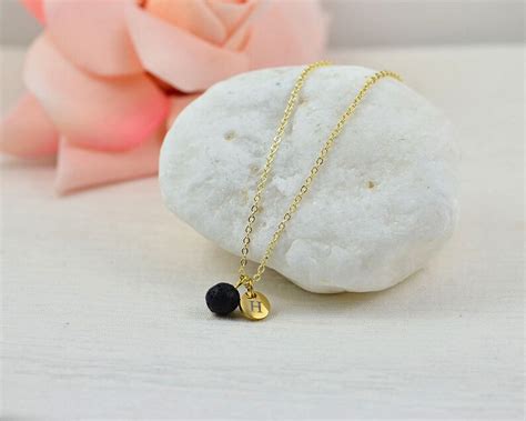 Dainty Gold Lava Stone Necklace Personalised Aromatherapy Diffuser