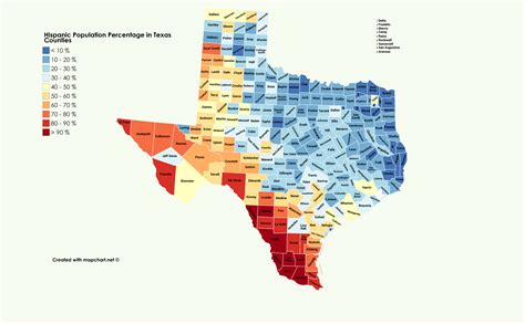 Hispanic Population Percentage, Texas Counties (2016) [OC] [6900x4275 ...