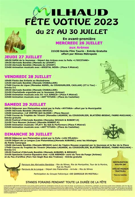 Gard Calendrier des fêtes votives pour la dernière semaine de juillet