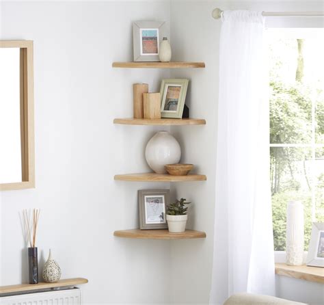 Oak Corner Shelf Solid Mm X Mm X Mm Radius Round Quadrant