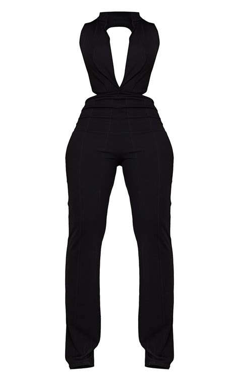 Shape Black Bandage Backless Wide Leg Jumpsuit Prettylittlething Uae