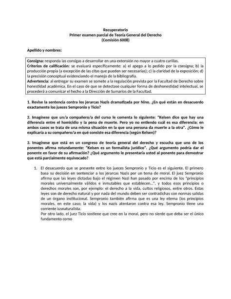 1 Parcial Recuperatorio Recuperatorio Primer Examen Parcial De