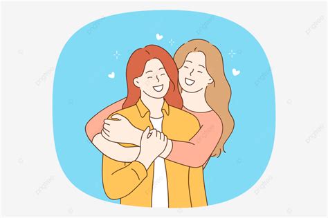 Lgbt Lesbian Couple Vector Design Images Happy Lesbian Couple Hug