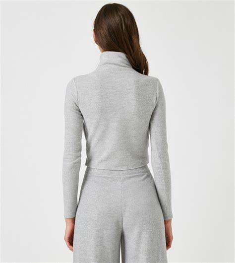 Buy Koton Solid Turtleneck Top In Grey 6thStreet Kuwait