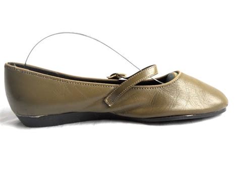 Green Ballet Flat Olive Green Shoe Mary Jane Flat Leather