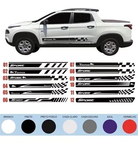 Acessório Faixa Adesivo Fiat Toro Pick Up Lateral Parcelamento sem juros