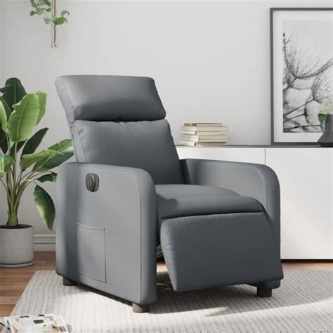 LeDivil Fauteuil inclinable électrique Gris Similicuir