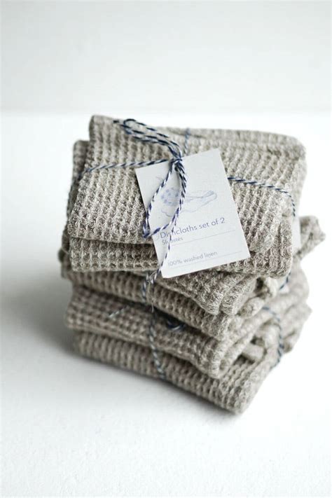 Natural Linen Waffle Dishcloth Set Of 2 Cultiverre