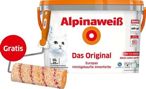Alpina Wandfarbe Alpinaweiß Das Original, 10 Liter matt, für Innenwände ...