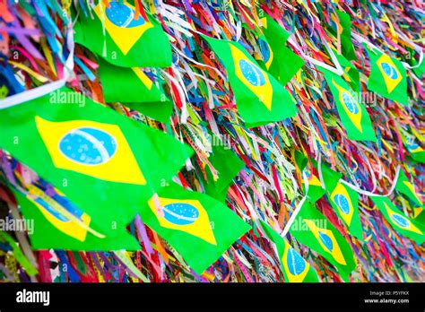 Brazilian Flags Flying On A Wall Of Wish Ribbons At The Famous Church