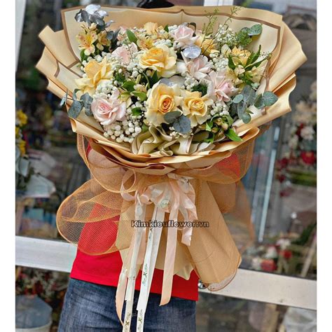 Bó Hoa Hồng Victor Vàng Mix Hoa Hồng Hb502