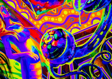 Trippy Painting Uv Wall Art Blacklight Art Neon Tapestry Etsy