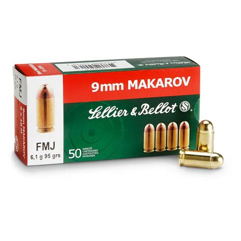 Sellier And Bellot 9x18mm Makarov Fmj 95 Grain 50 Rounds 85648 9x18mm Ammo At Sportsman S Guide