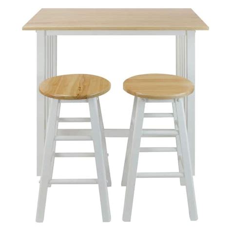 Casual Home White Solid Wood Breakfast Set with 2-Chairs 124-91 - The ...