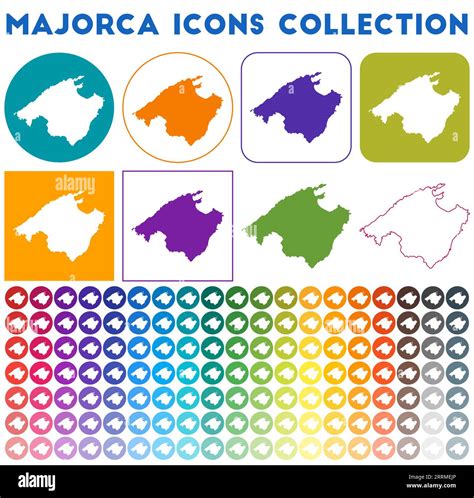 Majorca Icons Collection Bright Colourful Trendy Map Icons Modern