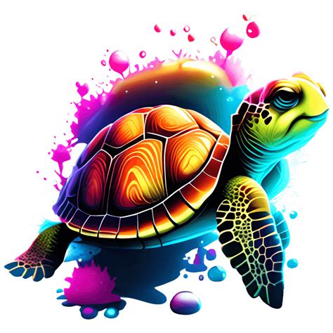 Vibrant Color Splash Turtles Graphic · Creative Fabrica