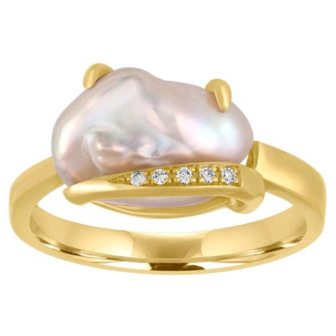 Baroque Pearl Diamond Gold Ring For Sale At Stdibs