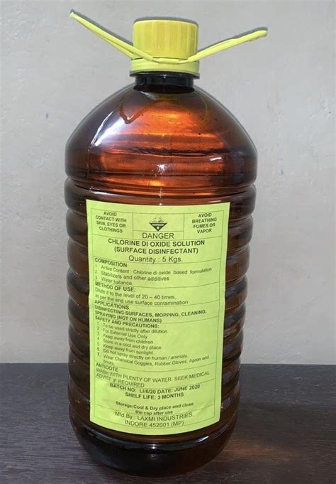 Chlorine Dioxide Solution Liquid Rs 60 Litre Shree Chlorates Prop