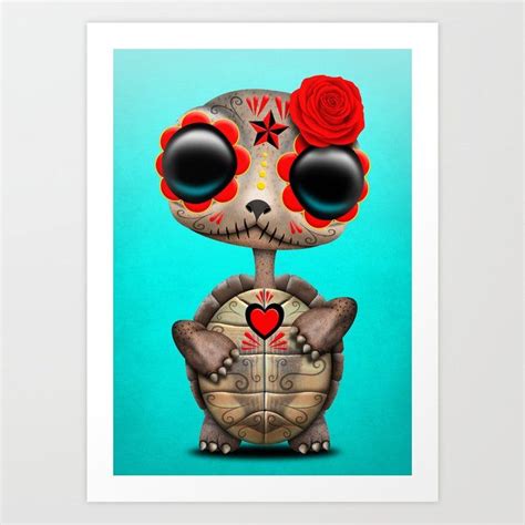 Art Prints Printed Wall Decor Society Red Art Print Sugar Skull