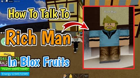 How To Talk To Rich Man In Blox Fruits Rich Man Npc Location In Blox