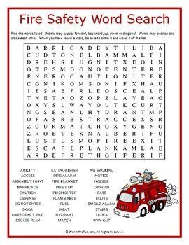 Fire Safety Word Search Puzzle Fire Safety Word Search Puzzle