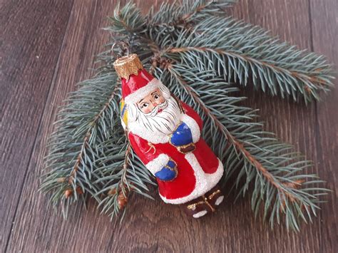 Santa Christmas glass ornaments Blown Glass | Etsy