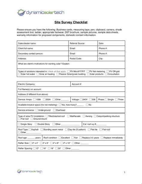 Site Survey Checklist Template