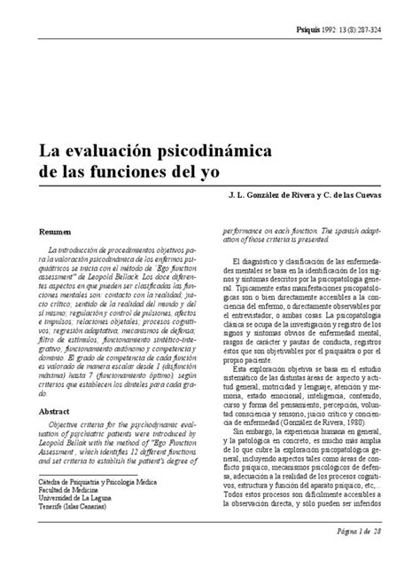 PDF Evaluacion Psicodinamica De Las F Del YO DOKUMEN TIPS