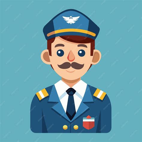 Pilot Vector Illustration Flat Style Aviation Professional Premium Ai