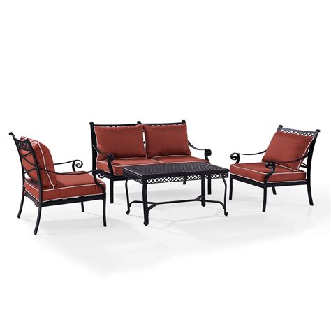 Crosley Portofino Cast Aluminum 4 Piece Conversation Set With Sangria