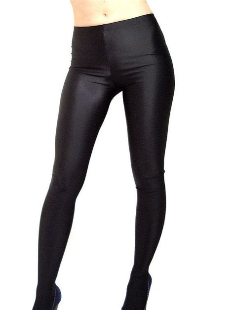 Black Footed Spandex Leggings Tights Etsy Black Spandex Leggings