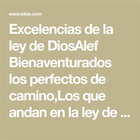 Excelencias De La Ley De Diosalef Bienaventurados Los Perfectos De