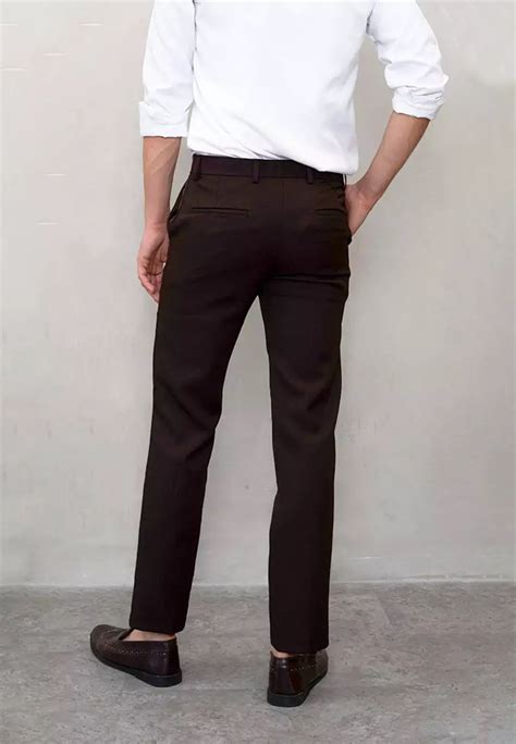 Jual House Of Cuff Houseofcuff Celana Bahan Formal Slim Fit Coklat