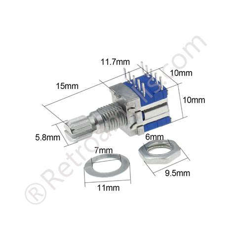 Commutateur rotatif RS1010 1P6T 90º PCB axe Ø6x15mm