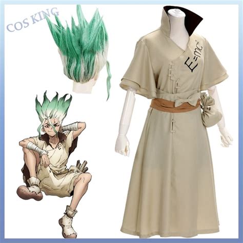 Cosking Dr. Stone Senku Ishigami Anime Cosplay Costume Boys Senku Uniform Outfit Wig Halloween ...