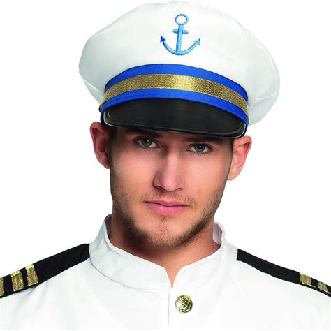 Výrazná modrobílá kapitánská čepice s kotvou | Marine, Captain hat, Captain