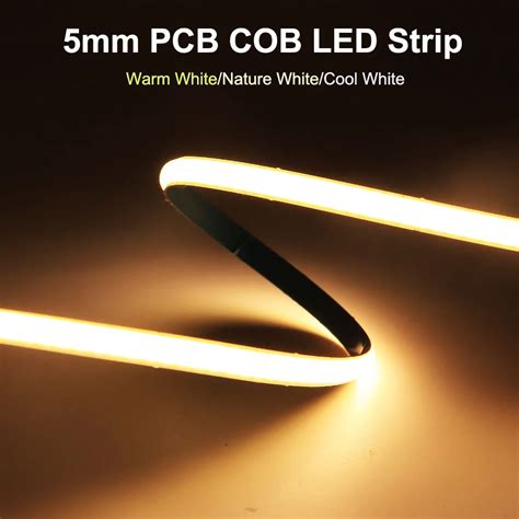 Mm Cob Led Strip Leds M High Density Flexible Fob Dc V V Light