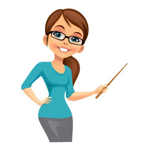 540 Woman Teacher With Glasses And Pointer Stock Illustrations