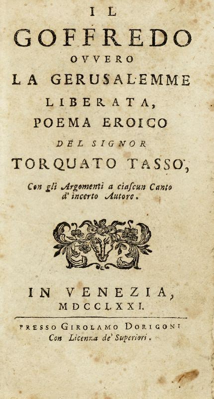 Tasso Torquato Il Goffredo Ovvero La Gerusalemme Liberata Asta