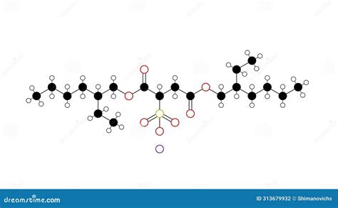 Docusate Sodium Molecule Structural Chemical Formula Ball And Stick Model Isolated Image