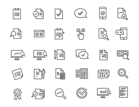 Conjunto De Iconos De Auditor A Lineal Iconos De Inspecci N En Dise O