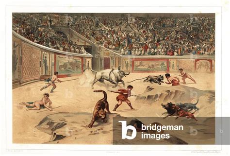 Image Of Interior Of Pompeii Ampitheatre During The Games Naked Gladiators Battle