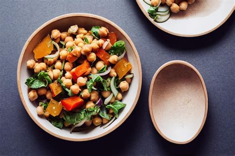 Premium Photo Healthy Homemade Chickpea And Vegetable Salad Diet Vegetarian Vegan Food And