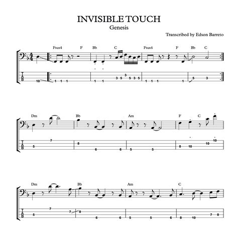 Invisible Touch Genesis Bass Transcription Score Tab Lesson