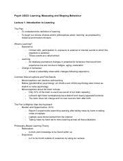 PSYCH 2GG3 Pdf Psych 2GG3 Learning Measuring And Shaping Behaviour