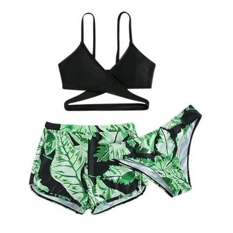 Inhzoy Pièces Bikini Filles Maillot de Bain Rapide Bikini bretelles Imprimé Hawaïenne avec
