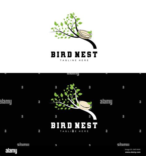 Bird's Nest Logo Design, Bird House Vector For Eggs, Bird Tree Logo