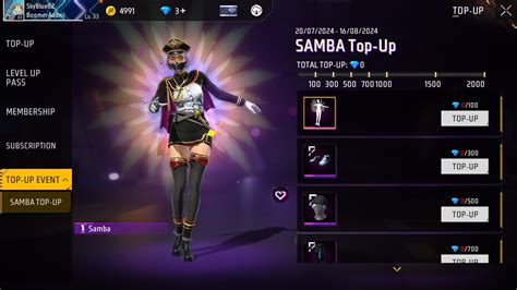 Free Fire Top Up Event Samba Emote Urban Contrast Bundle And More